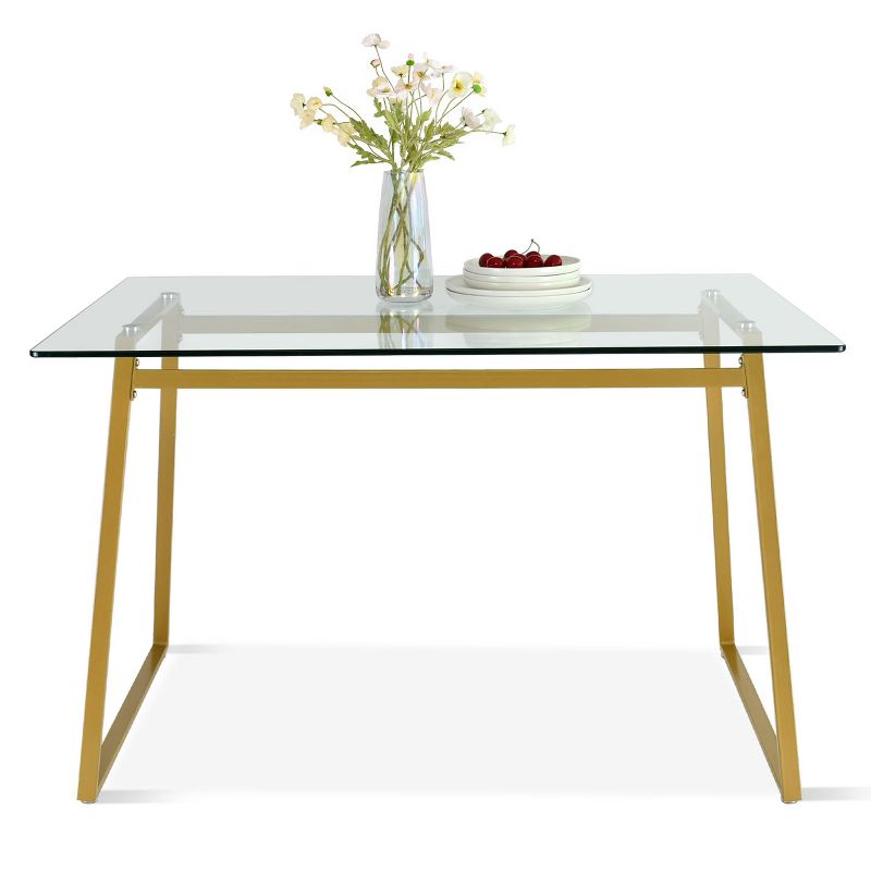 Monash 47"x32" Rectangular Modern Tempered  Glass With 4 Point/Leg Dining Table -The Pop Maison, 1 of 7