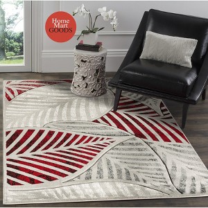 Home Mart Goods Red Silver Grey Leaf Hand-Carved Soft Living Room Area Rug - 1 of 4