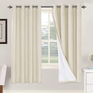H.Versailtex Linen 100% Blackout Curtains Thermal Insulated Linen Drapes, Grommet White Liner Sold of 2 Panels - 1 of 4