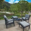 Nertpow 5-Piece Outdoor Rattan Seating Group with Cushions ¨C 2 Chairs, 2 Ottomans & Side Table Patio Set - 3 of 4