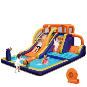 Costway Inflatable Waterslide 4-in-1 Kids Bounce Castle with Splash Pool（With 680W Blower） - 1 of 4