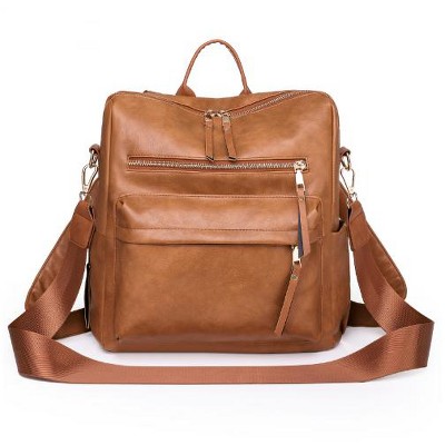 Wikineon Generous Large-Capacity Brown Backpack: Spacious with Multiple Compartments for Laptops, Clothing, and Travel Essentials