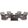 Buenhomino 5 Pieces Patio Wicker Furniture Set - 4 Outdoor Swivel Rocker Glider Chairs with Propane Fire Pit Table - 3 of 4