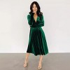 Women's Mini Dress V Neck Overlap Collar Long Sleeve A Line Fall Dress - 2 of 4