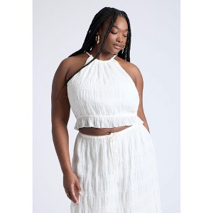 ELOQUII Women's Plus Size Ruched Tiered Top - 1 of 4