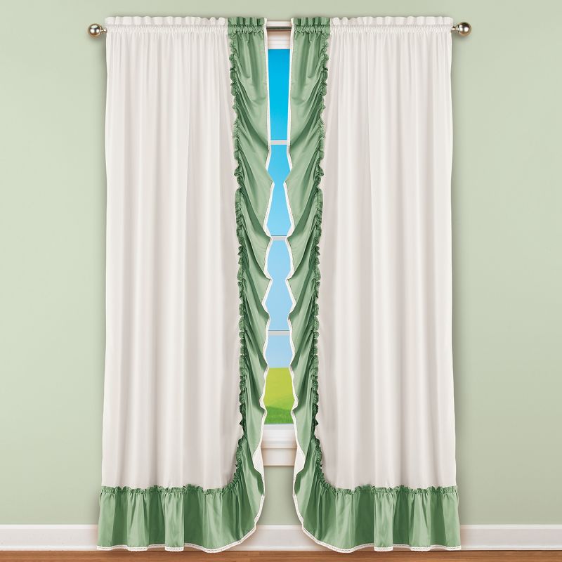 Collections Etc Ruffled Edge Lace Trim Window Curtain Drapes, Single Panel,, 2 of 5