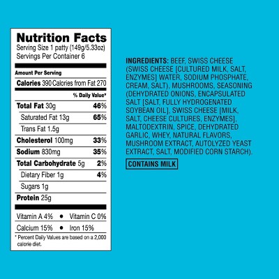 Mushroom Swiss Beef Patties - Frozen - 32oz/6ct - Good & Gather™