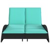 vidaXL Sun Lounger - Black Poly Rattan, Blue Cushions, Adjustable, Garden/Patio Outdoor Chaise daybed, 3-Position backrest, Removable Covers - 4 of 4