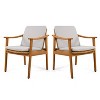 Christopher Knight Home Ansel Mid-Century Modern Acacia Wood Outdoor Dining Chairs with Cushions (Set of 2) - 4 of 4