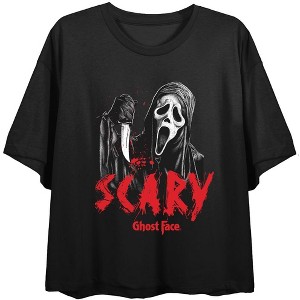 Ghostface Scary Women's Black Crop T-Shirt - 1 of 3