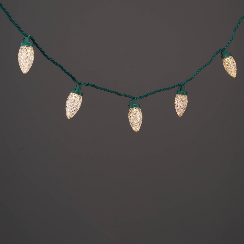 80ct LED C9 Faceted String Lights Warm White with Green Wire - Wondershop