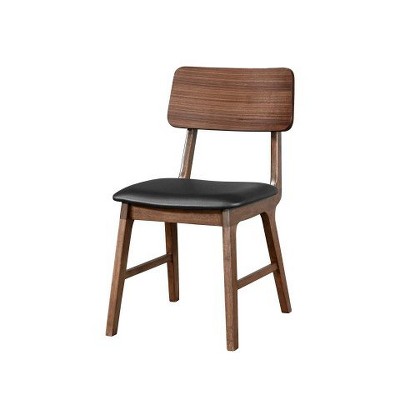 New Classic Furniture,Thea Wood Back Side Chair with Black Seat (Set of 2), Walnut
