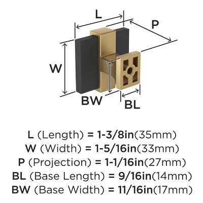 Amerock Overton 1-3/8 inch Brushed Matte Black and Champagne Bronze Cabinet Knob