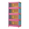 Gulches 4-Tier Folding Storage Cabinet - Happy Color Collapsible Organizer with Magnetic Door & Wheels for Home, Dorm & Office - 3 of 4