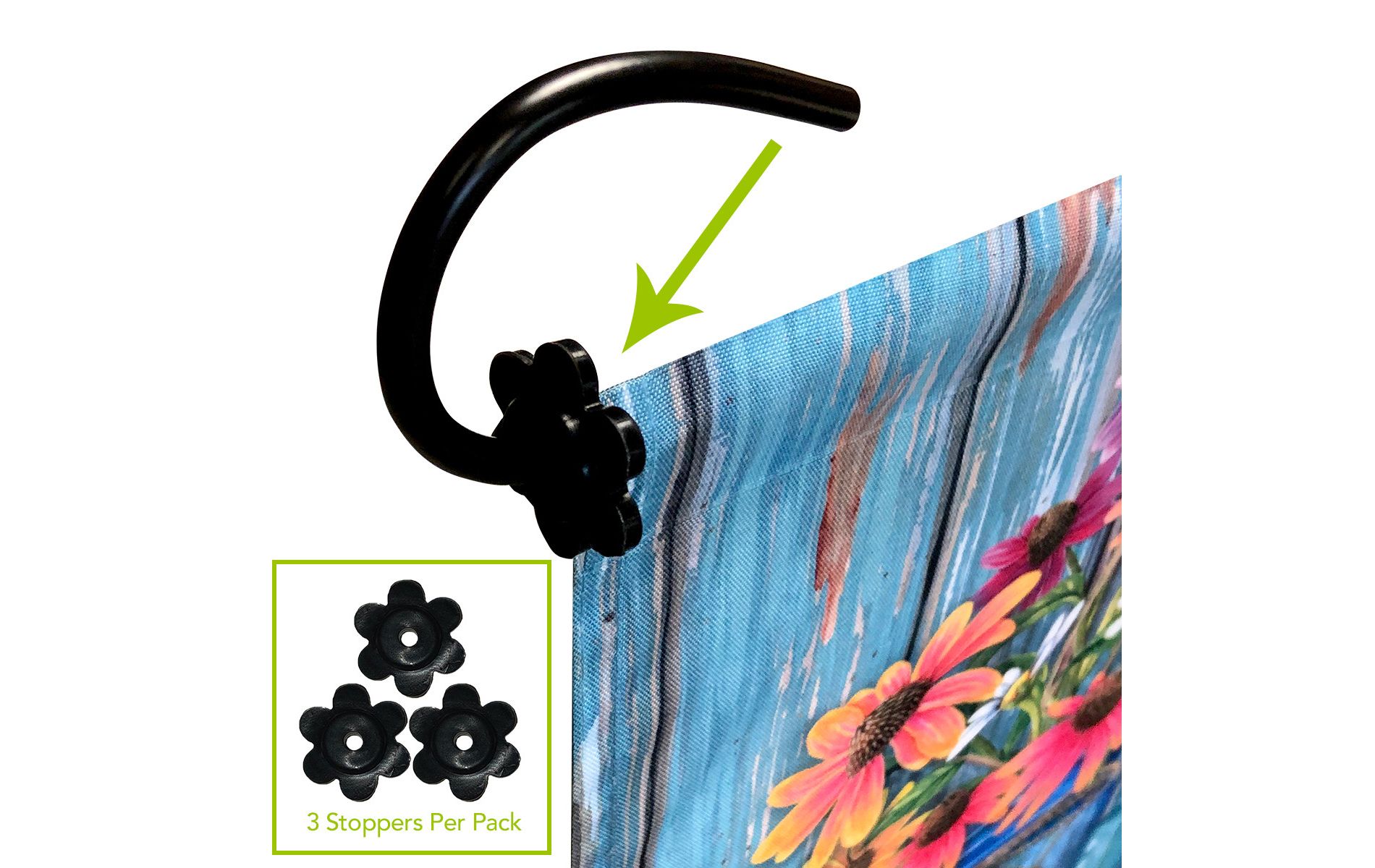 Briarwood Lane 3 Pack Floral Design Garden Flag Stand Rubber Stoppers x Hardware Stopper: Three Pack