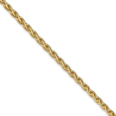 Black Bow Jewelry 3mm, 14k Yellow Gold, Solid Parisian Wheat Chain Necklace