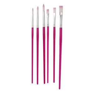 Unique Bargains Paint Brush Setfor Gouache Nylon Bristles with Aluminum Collar and Plastic Handle 6 Pcs - 1 of 3