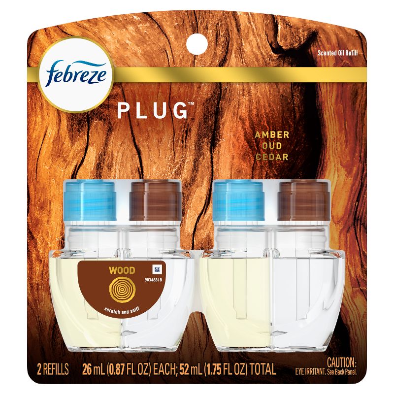 Febreze Origins Fade Defy Plug Air Freshener &#38; Odor Fighter Refill - Wood - 1.75 fl oz/2pk, 4 of 8