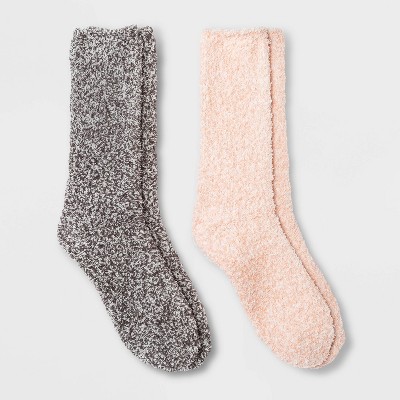 Women's Cozy Marled 2pk Crew Socks - Universal Thread™ Pink/Charcoal 4-10