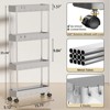 LunaLulinlk 4 Tier Slim Rolling Storage Cart, Slim Cart Kitchen Storage Organizer Rolling Utility/ Mobile Shelving Unit Slide Out Storage Cart, Grey - 3 of 4
