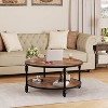 Homhougo Round Coffee Table for Living Room Rustic Center Table with Storage Shelf Wood Circle Coffee Table with Sturdy Metal Legs, Easy Assembly - 3 of 4