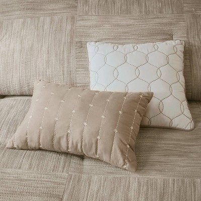 King Taupe Microfiber Seersucker Comforter Set with Decorative Pillows