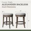 Maven Lane Alexander Backless Counter Stool in Reclaimed Oak Finish with Ash Grey Fabric Upholstery 27" - 4 of 4