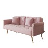 ORRD 70" Beige Velvet Sofa Bed with Nailhead Trim & Matching Pillow – Convertible Sleeper - 3 of 4