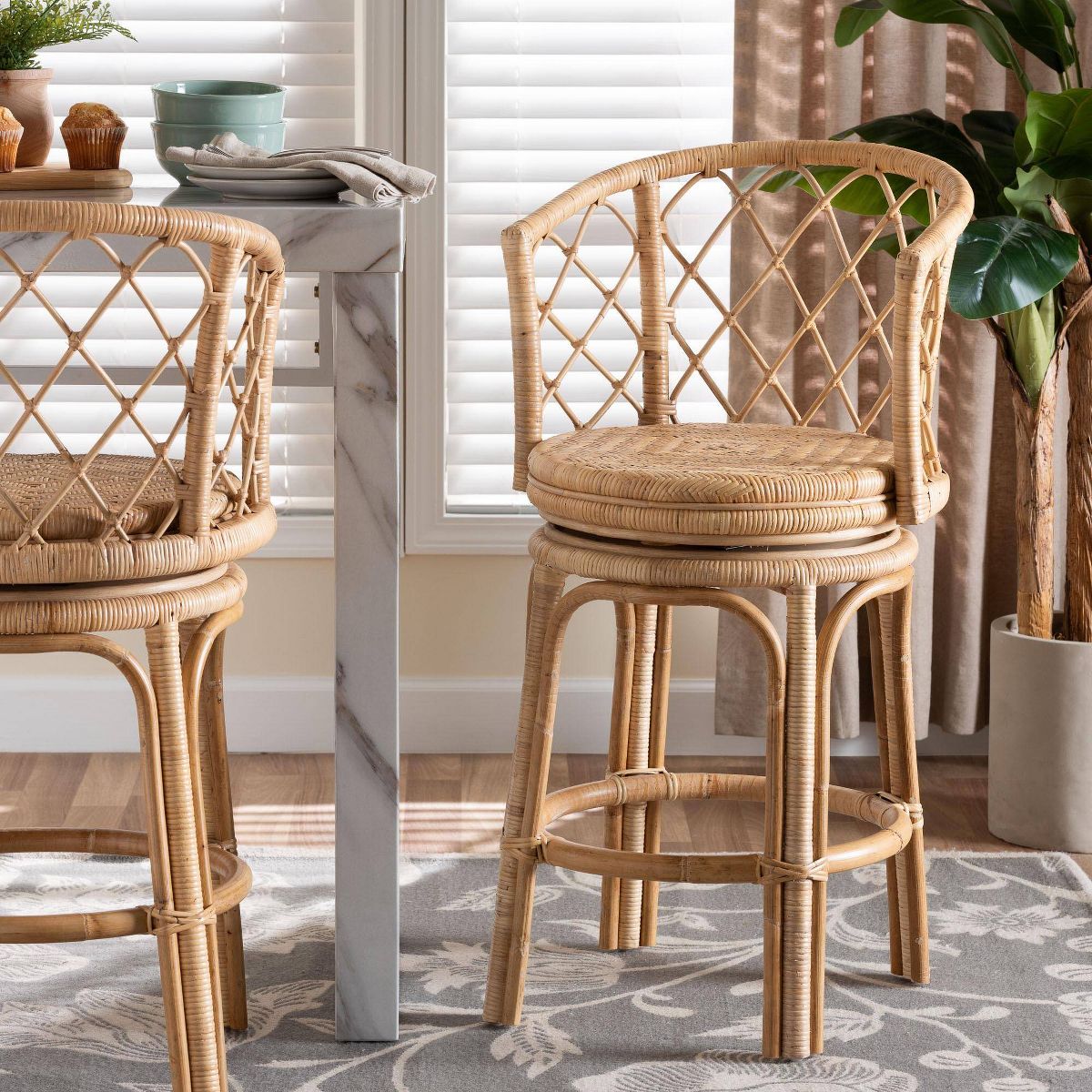 bali & pari Ayu Rattan Swivel Counter Stool Natural - thumbnail 8