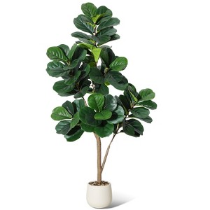 Fiddle Leaf Fig Tree Artificial with 108 Leaves, Indoor Fake Floor Plant for Home Office Living Room Decor, Green - 1 of 4