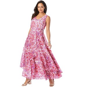 Jessica London Women's Plus Size Petite Georgette Flyaway Maxi Dress - 1 of 4