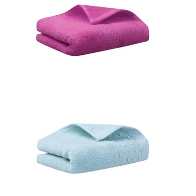 REGALWOVEN Solid Textured Cotton Absorbent Soft Bathroom Hand Towel 13" x 30"/14" x 30" 2 Packs