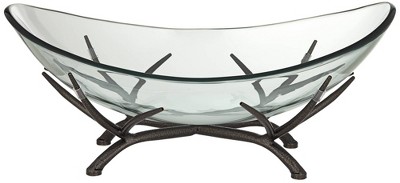 Kensington Hill St. Tropez Black Metal and Clear Glass Oval Decorative Bowl