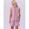INSPIRE CHIC Women's Cute Ruffle Trim Cap Sleeve Tops and Shorts 2 Piece Pajama Sets - 4 of 4