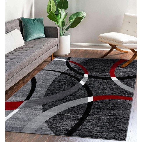 Luxe Weavers Modern Abstract Art Red 4x5 Area Rug : Target