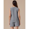 INSPIRE CHIC Women's 2 Pieces Shorts Suit Set Gingham Summer V Neck Sleeveless Waistcoats And Shorts - 3 of 4
