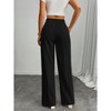 Womens Wide Leg Long Pants Summer Fall High Waist Straight Work Casual Pants Work Office Business Palazzo Trousers with Pockets - 2 of 4