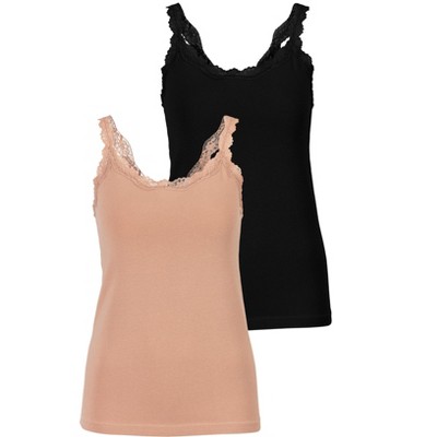 Women's 2 Pk Lace Trim Camisoles - LASCANA