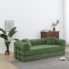 Convertible Sofa Couch with Cylindrical Pillows, Corduroy Folding Floor Sofa with Fixed-Shape Frame for Living Room-Maison Boucle - 2 of 4