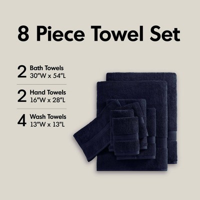 100% Cotton Solid Color Heavyweight Bath Towel Set, Anti-Microbial Certified Highly Absorbent Plushy Bath Towel