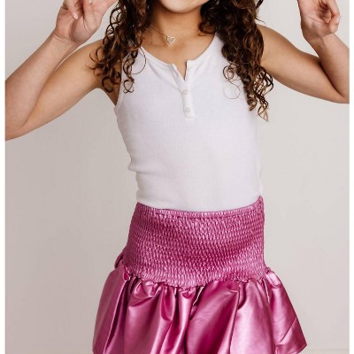 Girl Metallic Leather Skirt - little Olin