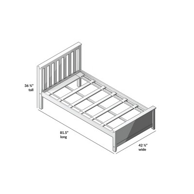 Solid Pine Wood Twin Platform Bed Frame with Slatted Headboard