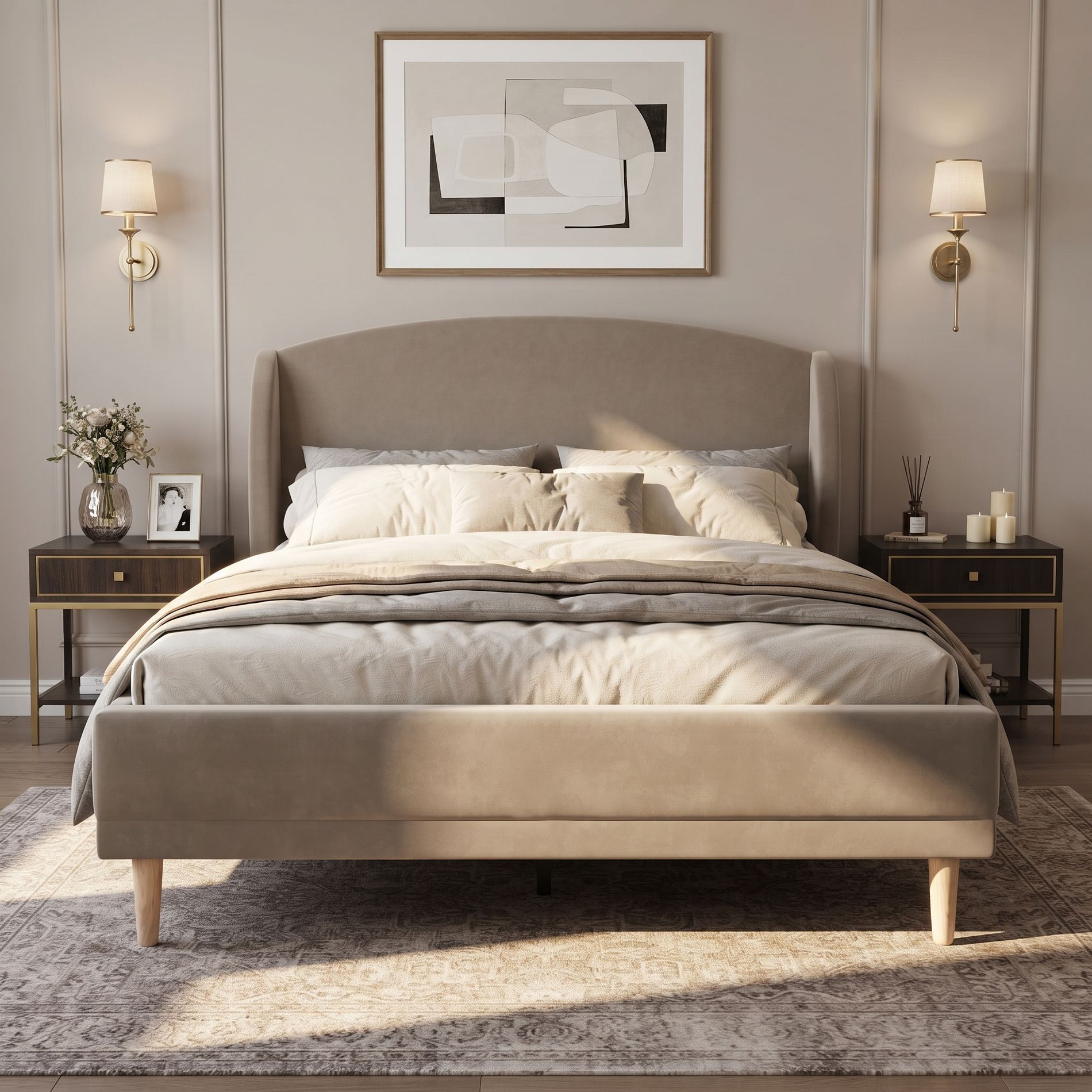 Christopher Knight Home Hollis Modern Upholstered Bed with Wingback Headboard