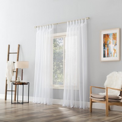 White Sheer Tab Top Polyester Curtain Panel 59" x 63"