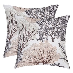 PiccoCasa Modern Coral Beach House Home Decorative Pillow Cover 18"x18" - 1 of 4