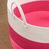 Gulches Cotton Round White Pink Laundry and Storage Basket£¬Pink+White - 3 of 4