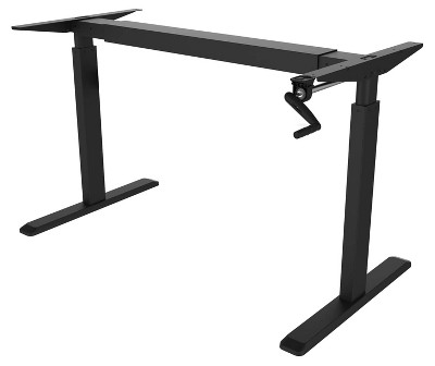 Mount-It! 44" to 64" Wide Manual Hand Crank Standing Desk Height Adjustable Frame Black MI-7931