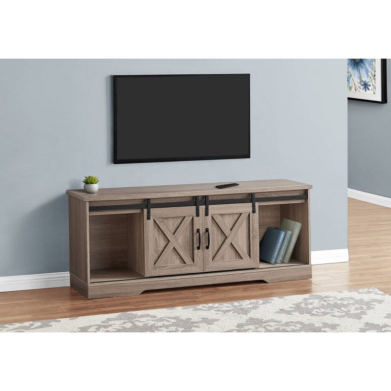 Wood Look TV Stand for TVs up to 60" with Barn Style Sliding Doors - EveryRoom, 3 of 6