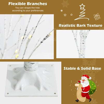 6ft White Birch Artificial Christmas Tree with Warm LED Lights