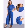 INSPIRE CHIC Women's Casual Dressy Cape Ruffle Sleeve Tie Waist Wide Leg Jumpsuits - 2 of 4